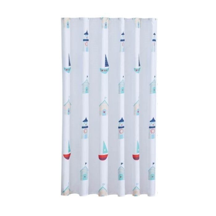 Beach Huts Shower Curtain, 200cm Long Shower Curtain Uk