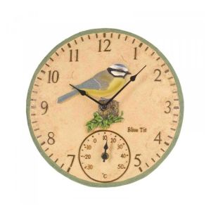 Blue Tit Clock & Thermomoter 12 inch