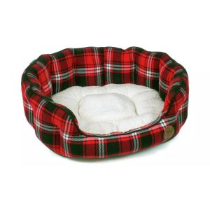 Petface Red Tartan Oval Dog Bed Medium