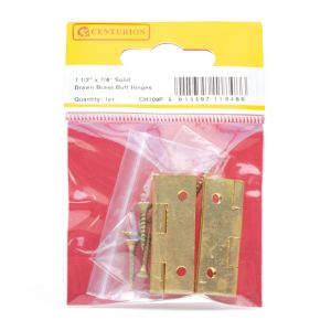 Solid Drawn Brass Butt Hinges: Self Colour - 38mm x 22mm