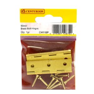 Solid Drawn Brass Butt Hinges: Self Colour - 51mm x 29mm