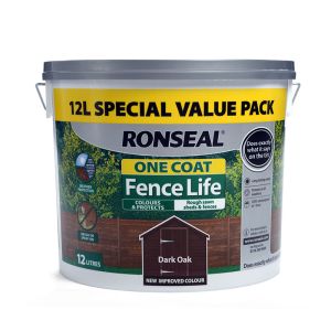 Ronseal One Coat Fence Life Dark Oak 12 litre