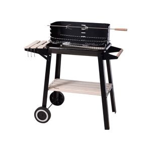 Rectangular Steel Barbecue with Wheels Black