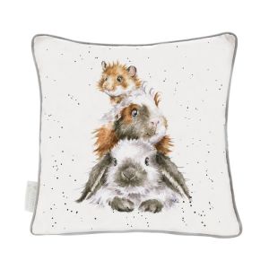 Wrendale 'Piggy In The Middle' Guinea Pig & Rabbit Cushion - 40cm