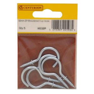 Shouldered Cup Hooks: 32mm - Zinc Plated