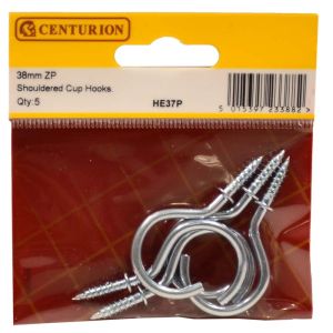 38mm ZP Shouldered Cup Hooks - Pack of 5