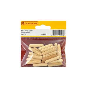 M6 x 30mm Fluted Wooden Dowels - Pack of 20