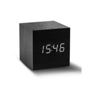 Gingko Cube Click Clock Black