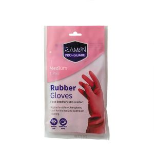 Ramon Pro-Guard Rubber Gloves Pink Medium
