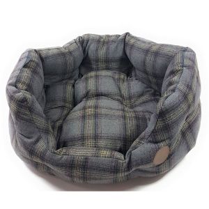 Petface Grey Tweed Oval Bed Small