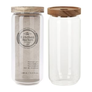 Glass Storage Jar with Wooden Top 1L