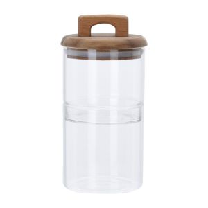 Dual Glass Storage Jar with Wooden Lid 750ml