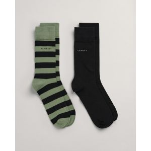Gant 9960225 Barstripe & Solid Socks 2 Pack - Kalamata Green