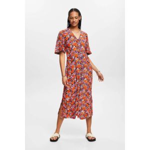 Esprit Short-sleeved midi dress with floral pattern