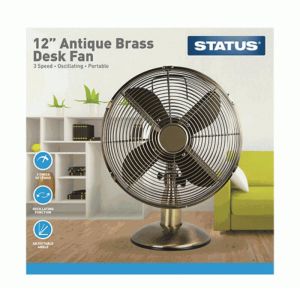 Status 12" Brass Effect Desk Fan