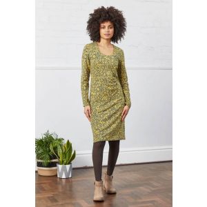 Nomads Cotton Ruched Side Dress - Kelp