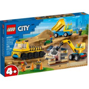 Lego City Construction Trucks & Wrecking Ball Crane