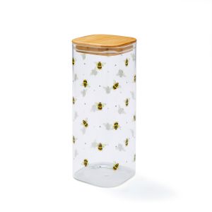 Cooksmart Bumble Bees  2.0L Glass Jar With Bamboo Lid