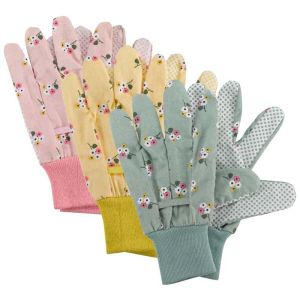 Briers Posies Cotton Grip Gloves - Triple Pack (Medium)