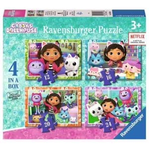 Children's Puzzle Gabby's Dollhouse, 4 in a Box - 12 + 16 + 20 + 24 Pieces Puzzle