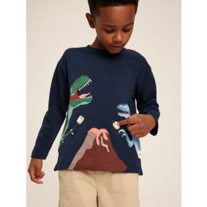 Joules Dylan Navy Long Sleeve Dinosaur T-Shirt
