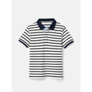Joules Filbert Navy Blue Striped Pique Cotton Polo Shirt