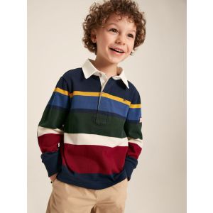 Joules Onside Navy Striped Cotton Rugby Shirt